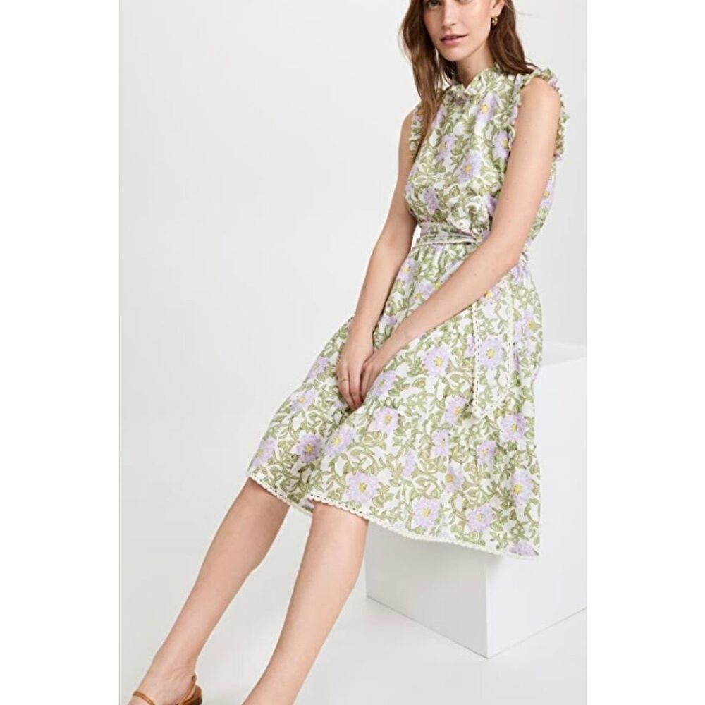 Roller Rabbit Daphne green and purple Floral midi dress size M - Picture 10 of 10